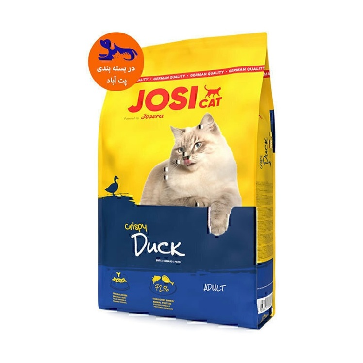 تصویر محتویات غذای خشک گربه جوسرا مدل Josicat Duck and Fish وزن 3 کیلوگرم + 300