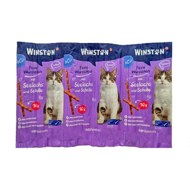 تصویر اسنک تشویقی گربه وینستون مدل ماهی سالمون و قزل آلا بسته 5 عددی