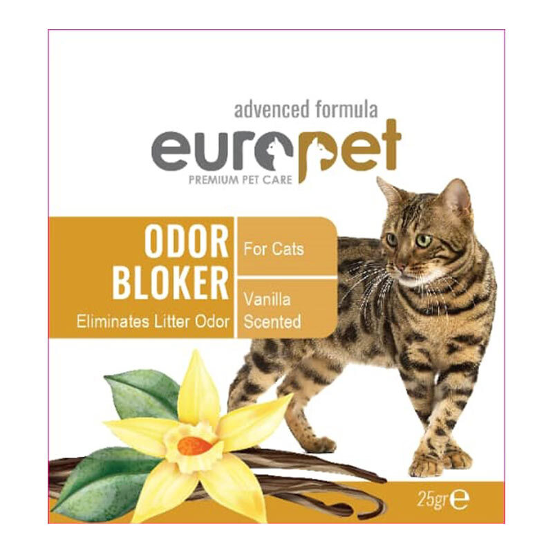  عکس خوشبوکننده خاک گربه یوروپت با رایحه وانیل Europet Cat Litter Deodorizer Vanilla Scented وزن 25 گرم 