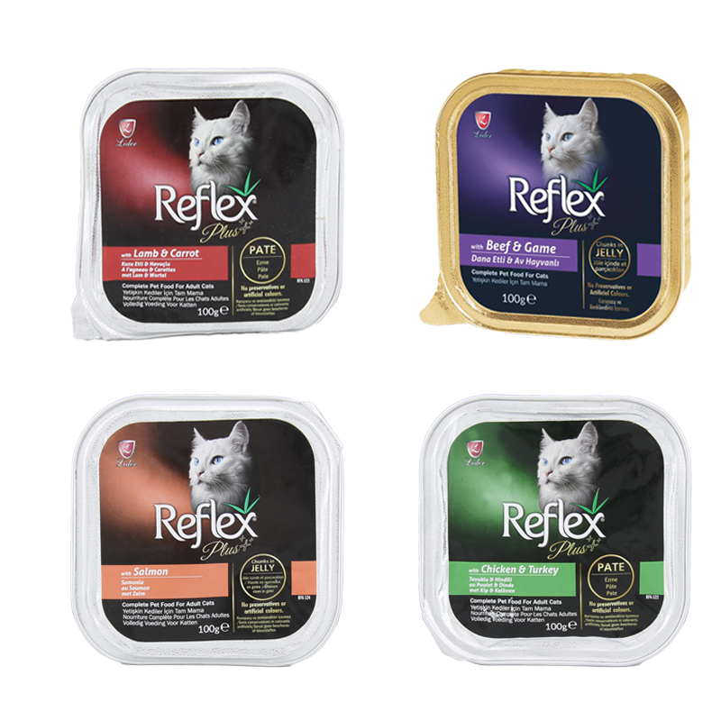  بسته غذای کاسه‌ ای گربه رفلکس پلاس Reflex Plus Pack مجموعه 4 عددی 