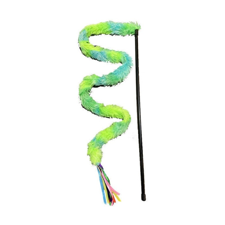 تصویر چوب بازی میله ای گربه بیزتیز طرح پشمالو BeezTees Cat Fun Stick Toy رنگ زرد