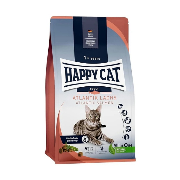 تصویر ترکیبات غذای خشک گربه هپی کت با طعم سالمون Happy Cat Culinary Atlantic Salmon وزن 4 کیلوگرم
