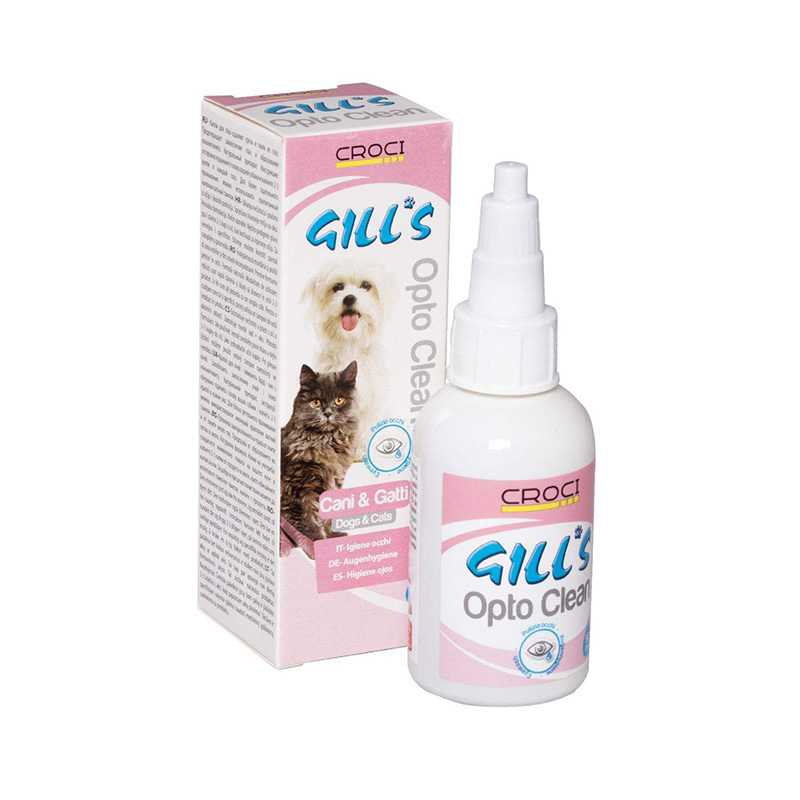 عکس بسته بندی قطره چشم سگ و گربه کروچی مدل Gills Opto clean حجم 50 میلی لیتر 