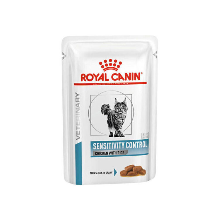 تصویر پوچ گربه مناسب برای گربه های حساس با طعم مرغ و برنج رویال کنین Royal canin Sensitivity Control Chicken With Rice و