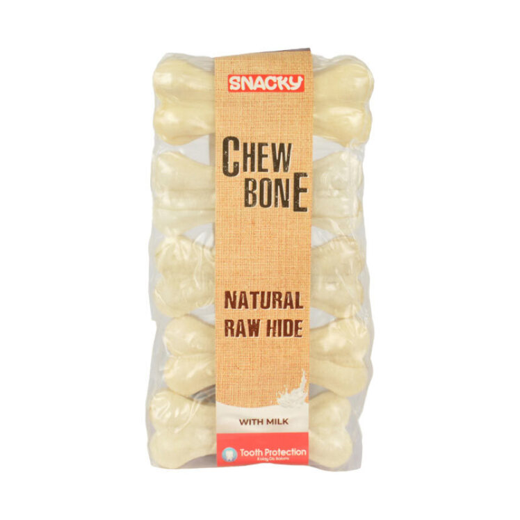 تصویر تشویقی سگ استخوانی اسنکی Snacky Chew Bone With Milk بسته 10 عددی 