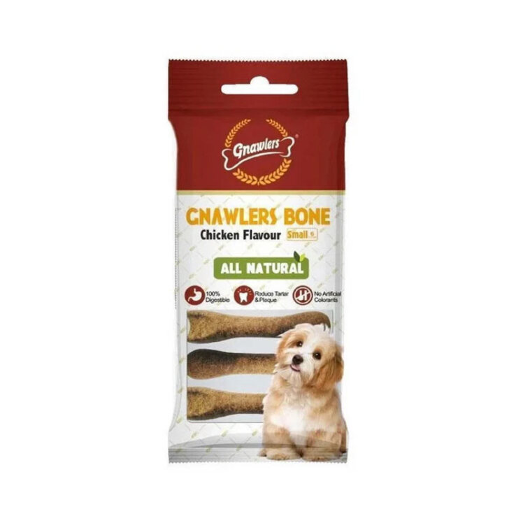 تصویر استخوان تشویقی راهاید مغز دار با طعم مرغ گناولرز Gnawlers Bone With Chicken Flavour بسته 6 عددی