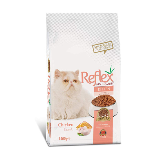  عکس بسته بندی غذای خشک گربه رفلکس مدل Kitten وزن 1.5 کیلوگرم 