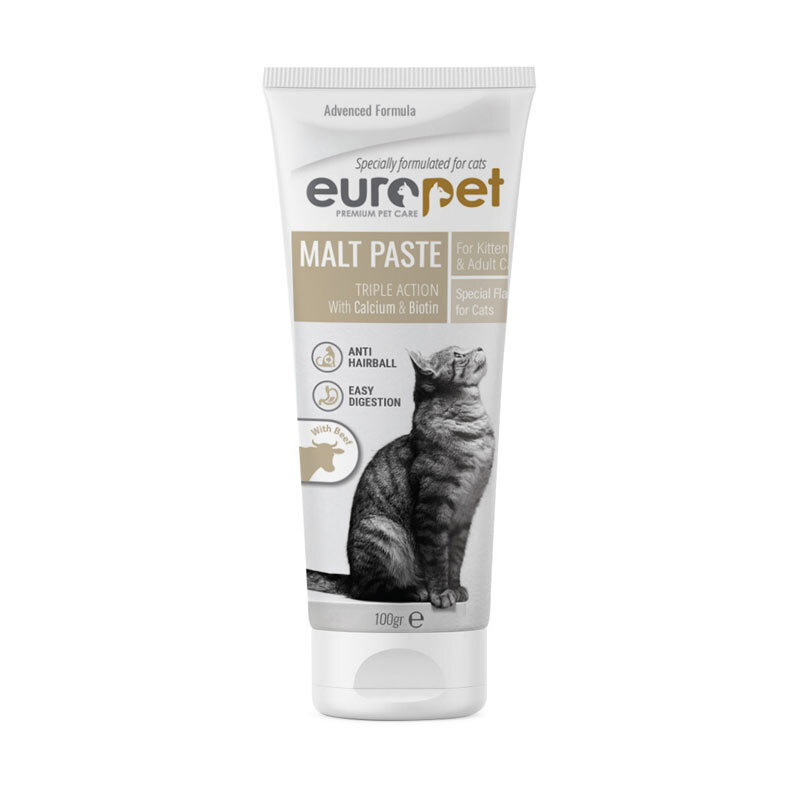  تصویر خمیر مالت گربه یوروپت با طعم گوشت گاو Europet Cat Malt Paste With Beef وزن 100 گرم 