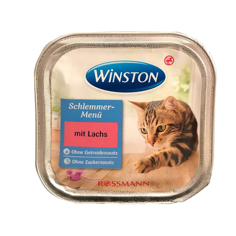  غذای کاسه‌ ای گربه وینستون مدل Salmon وزن 100 گرم 