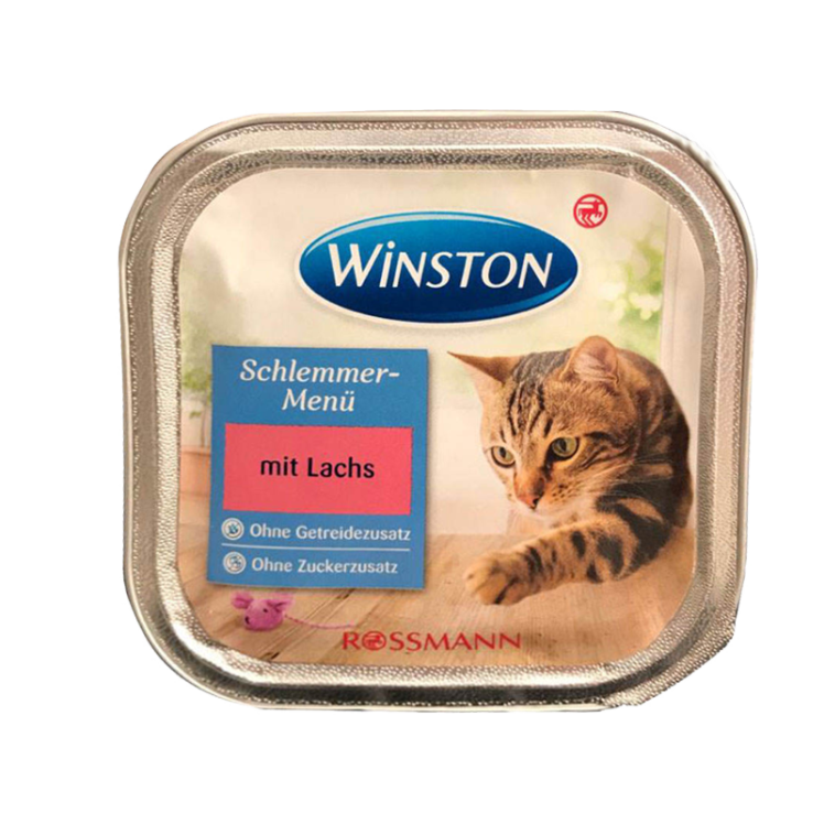 غذای کاسه‌ ای گربه وینستون مدل Salmon وزن 100 گرم