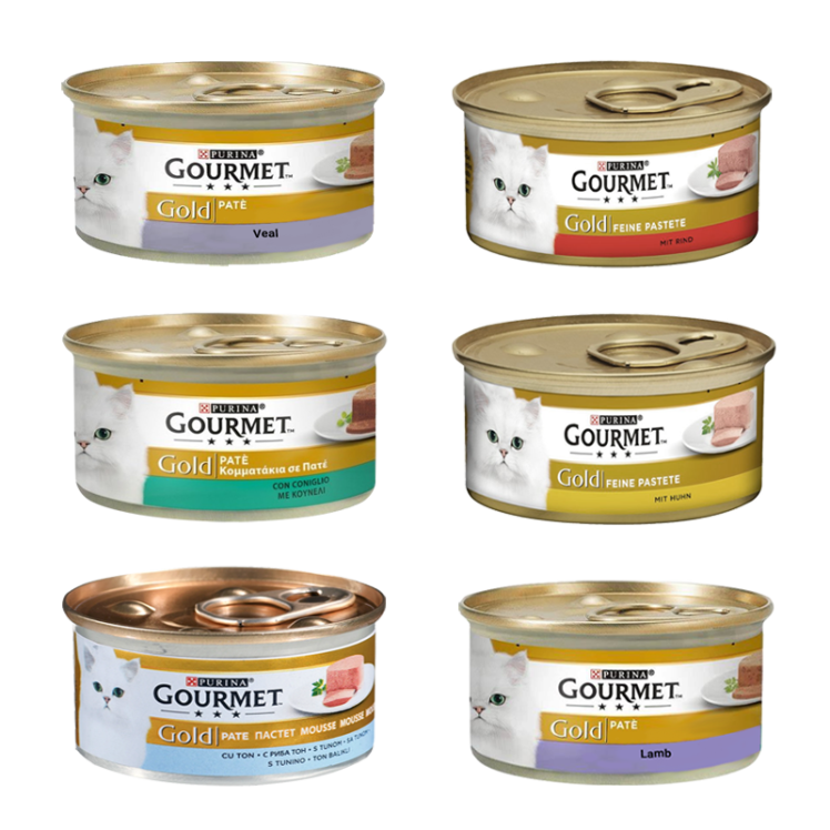 عکس باندل بسته کنسرو غذای گربه گورمت مدل Gold Pate Pack مجموعه 6 عددی 