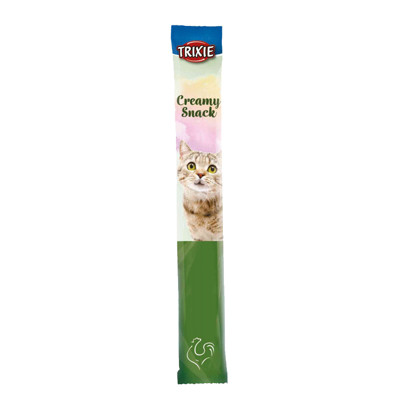 عکس محصول گوشت پرندگان بستنی گربه تریکسی مدل Creamy Snack با طعم ماهی سالمون و گوشت پرندگان بسته 6 عددی 