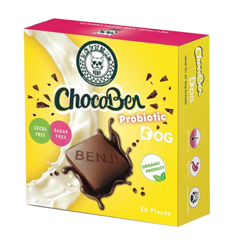  عکس روی بسته بندی تشویقی سگ بنجی مدل ChocoBen Probiotic بسته 50 عددی 