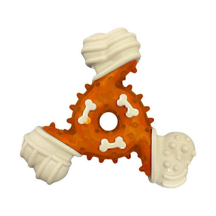 عکس اسباب بازی استخوان دندانی سهگوش سگ دی پی اس DPS Wish Bone Triangle Dental Fun رنگ آبی