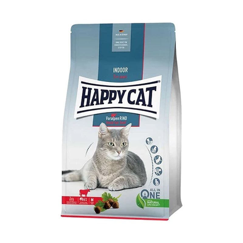  تصویر غذای خشک گربه هپی کت Adult Indoor Voralpen-Rind وزن 4 کیلوگرم 